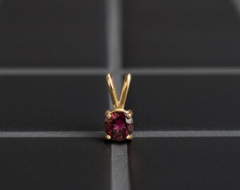 10k Gold Garnet Charm Pendant: Handmade Minimalist Pendant