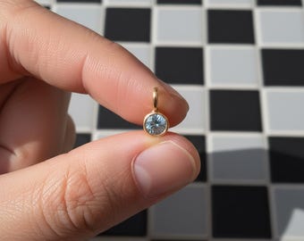Dainty Aquamarine Charm: 18k Gold Fill, Sterling Silver, March Birthstone