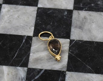 Smoky Quartz 14k Gold Charm: Pear Pendant (6x4MM)