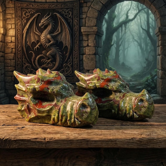 Dragon Blood Stone Dragon Head Carving | Mythical Crystal Decor