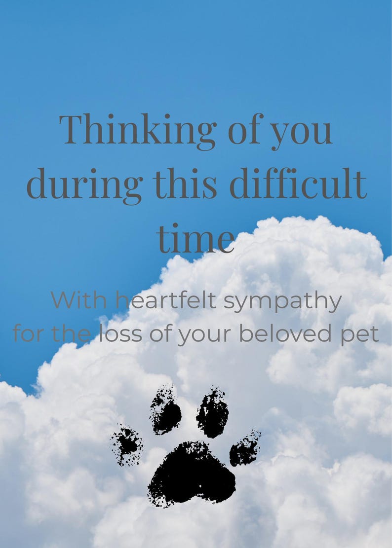 Pet Loss Sympathy Card – Thinking of You, Dog Cat Memorial (digital ...