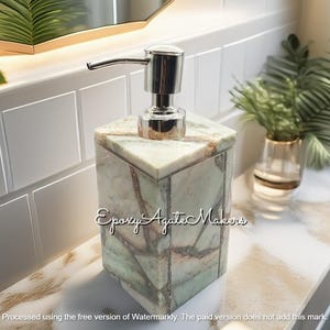 Handmade Agate Soap Dispenser: Gemstone Bathroom Accessory, 250ml