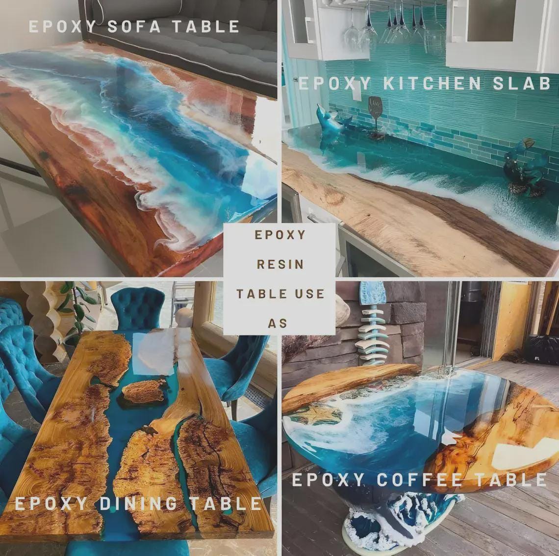 Handmade Live Edge Acacia Wood River Table Top | Epoxy Resin Design - Etsy
