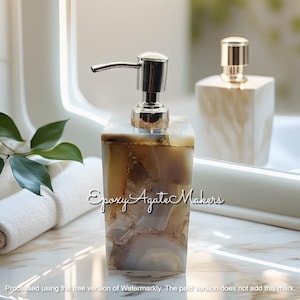 Natural Grey Agate Semiprecious Stone Liquid Soap Dispenser,Sanitizer Dispenser,Lotion,Shampoo Dispenser 250ml