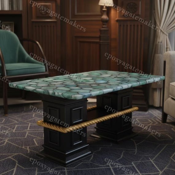 Handmade Green Agate Table Top – Semi Precious Stone Slab
