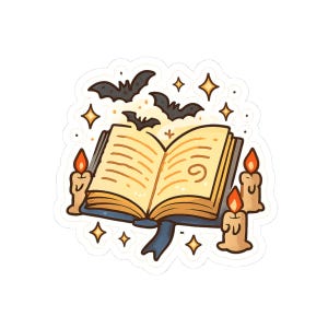 Magical Spell Book Sticker | 3&quot; x 3&quot; Kiss Cut Vinyl Sticker | Witchy Halloween Aesthetic, Cute Witchcraft Sticker, Spooky Book of Magic