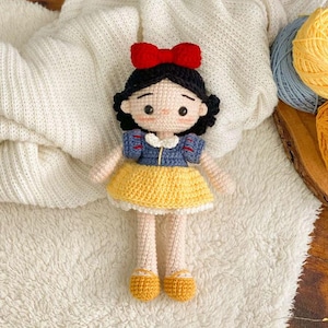 Amigurumi Crochet Pattern – Snow White Doll | Princess Plush Toy Tutorial | PDF Instant Download