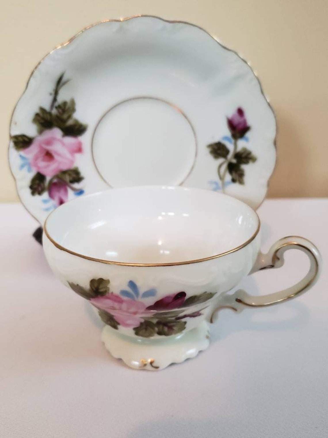 Vintage pink rose occupied Japan fine China teacup and saucer Etsy