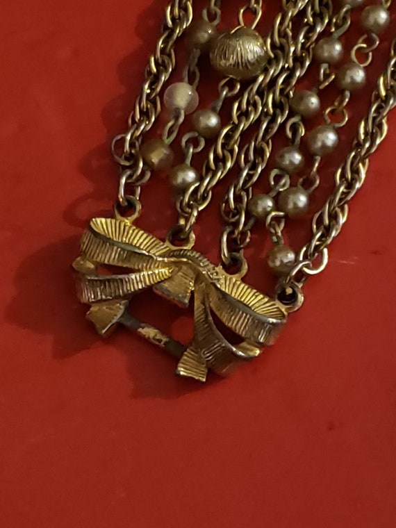 Vintage Lisner multi chain gold tone bracelet - image 2