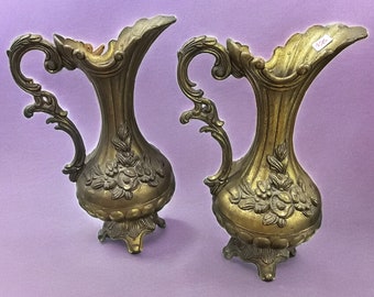 2 Matching Large Brass Italian Ewers