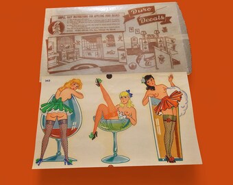 Vintage 1950s Duro Decals Risqué Pinup Girls ORIGINALS #343