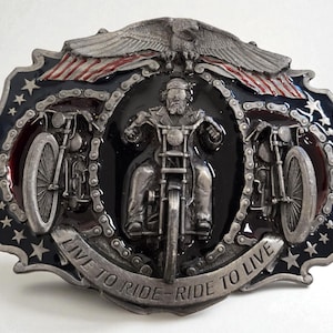 Vintage LARGE 1987 Bergomot Motorcycle Belt Buckle