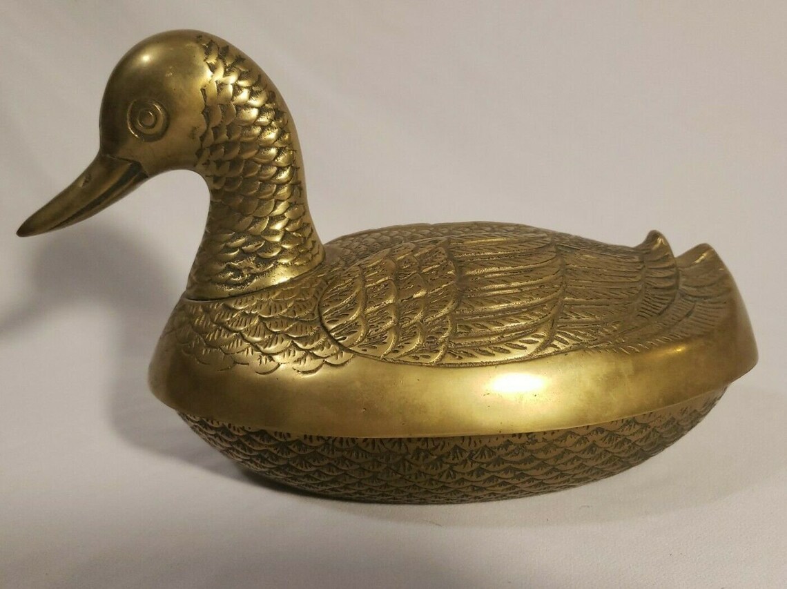 Vintage Mid Century Solid Brass Duck Dish by Leonard Silver Etsy