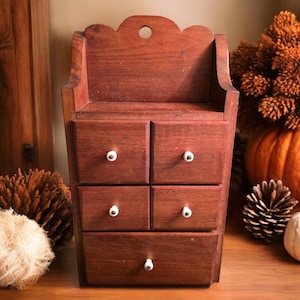 Vintage Heavy Wood spice apothecary cabinet wall hanging
