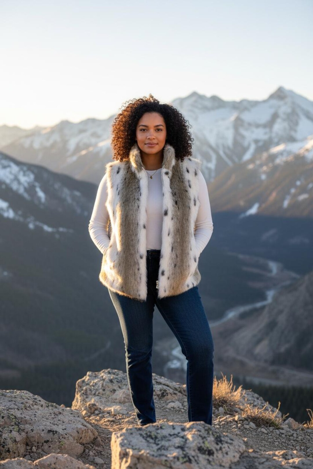 Vintage Faux Fur Snow Leopard Reversible Zippered Jacket Vest - Etsy
