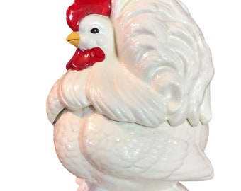 Vintage White Ceramic Farm Hen