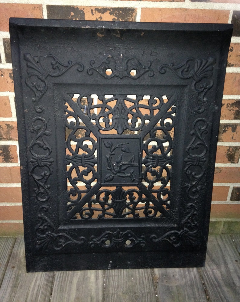 Vintage Cast Iron Fireplace Stove Summer Door Summer Garden Etsy