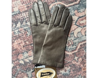 Guantes de piel bronce metalizada para mujer Fownes, nuevos con etiquetas, forrados en cachemira, talla 7.5, estilo vintage.