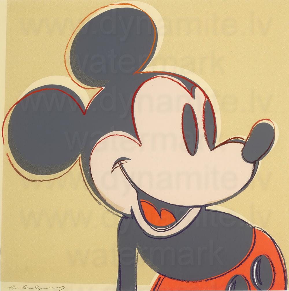 限定100枚 アート品 （模写）アンディ・ウォーホル ミッキーマウス【送料無料】 希少 新品 アンディ ウォーホル 現代アート 額装付き 絵画 ディズニー