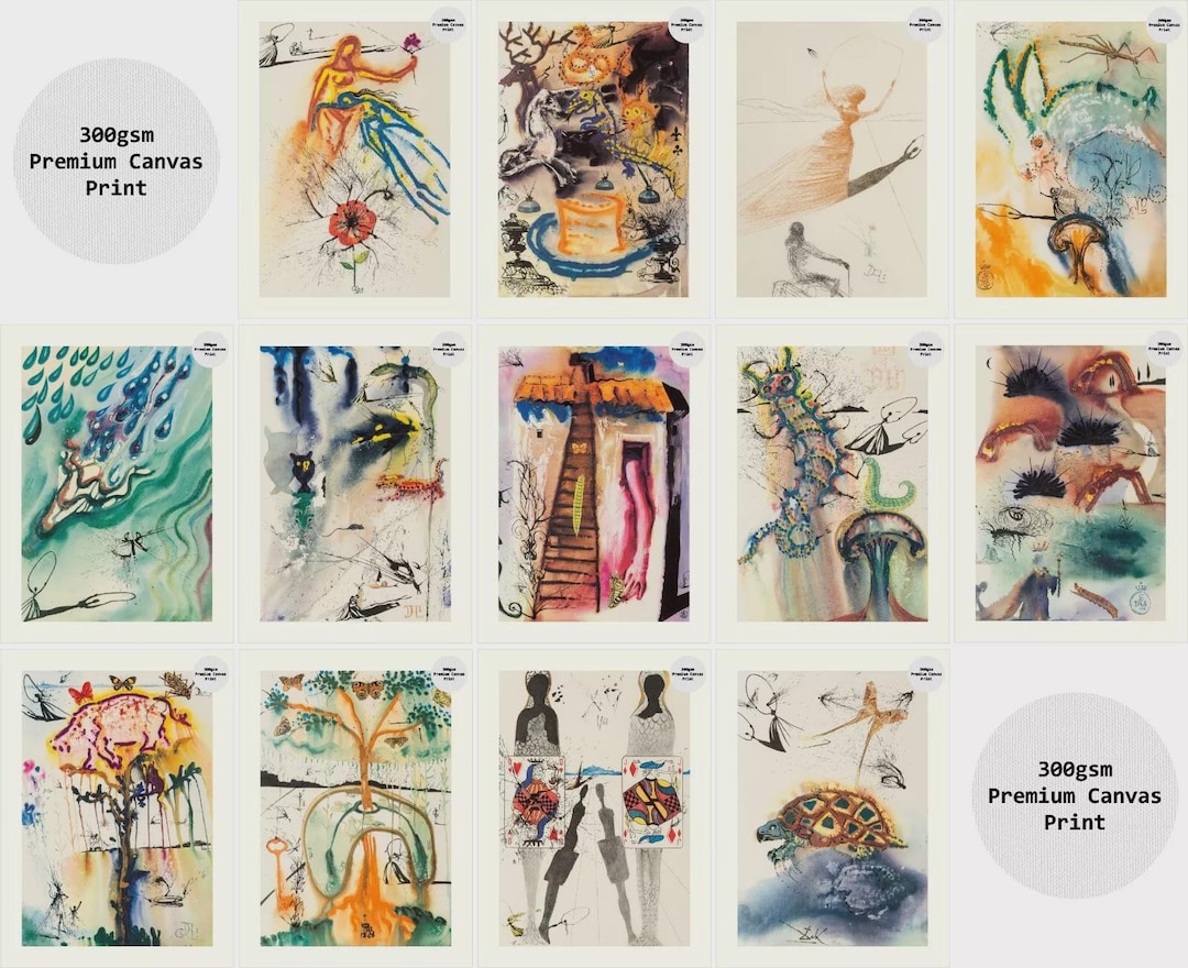 SALVADOR DALI Alice in Wonderland Rolled Canvas Prints Full Set in Size ...