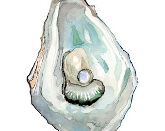 Giclée Oyster 5 Watercolor Print — Archival 100% Cotton Cold-Press Paper — Multiple Sizes