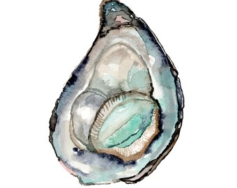 Giclée Oyster 3 Watercolor Print — Archival 100% Cotton Cold-Press Paper — Multiple Sizes