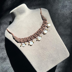 Handmade Macrame Moonstone Choker: Bohemian Necklace