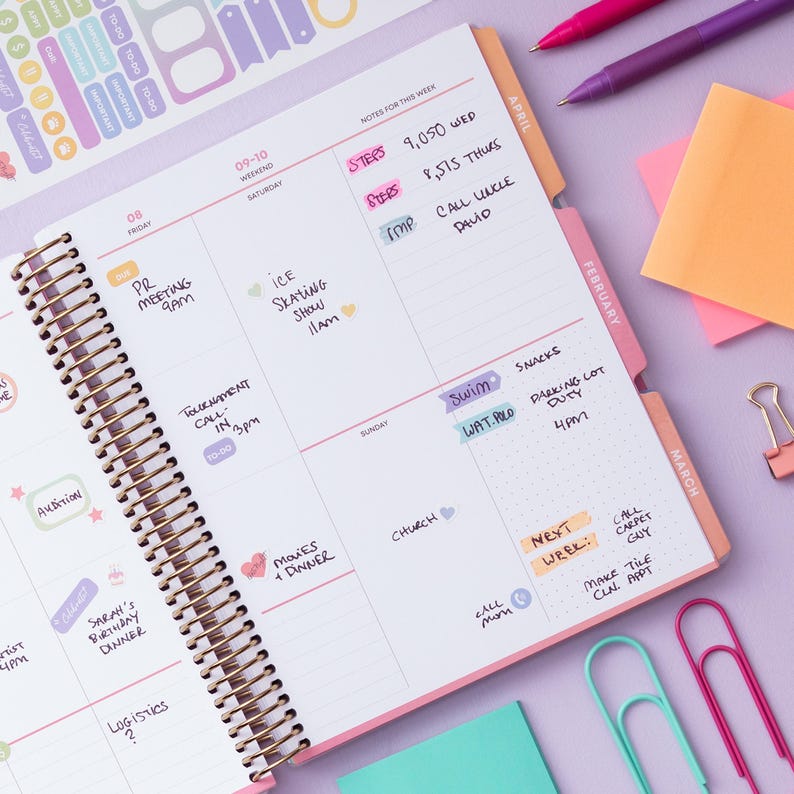 Very Blue Sticker Note Blue Sky Livewell 2027 Weekly & Monthly Planner Calendar, 7