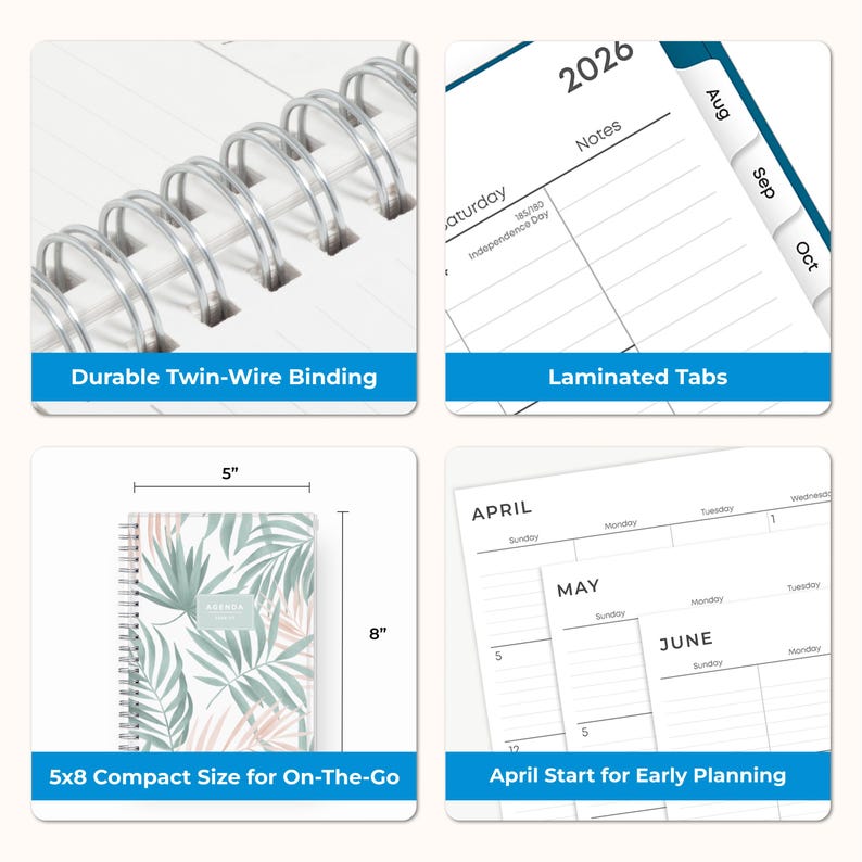 Blue Sky 2026 Weekly And Monthly Planner Calendar, January 2026 - December 2026, 8.5" X 11", Flexible Cover, Laminated Tabs, Durable Twin Wire Binding, Storage Pocket, Bakah Blue