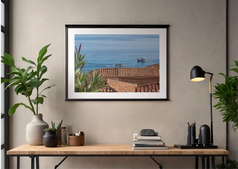 Mediterranean Ocean View Wall Art Print | Coastal Home Decor ...