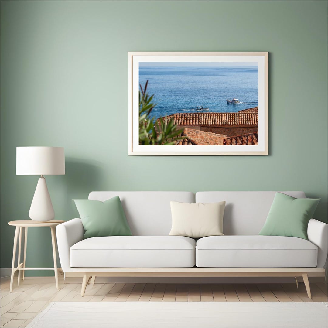 Mediterranean Ocean View Wall Art Print | Coastal Home Decor ...