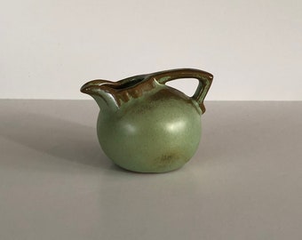 1950/'s Frankoma Pottery Prairie Green Wagon Wheel 4c Creamer and Sugar Teapot