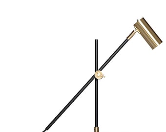 Mid-Century Modern Brass Desk Lamp: Adjustable Swing Arm Task Lighting