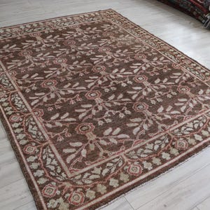 7'5x9'3 ft Geometric Afghan Rug, Hand-Knotted Wool Rug, Dark Chocolate Brown Rug, Tribal Rug, Area Rug, Living Room Rug, Oriental Rug image 8