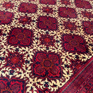 10 x 17 fot stor afghansk handgjord matta, orientalisk vintagematta, handknuten ullmatta, tribal yusufimatta, palatsmatta, geometrisk turkmensk matta bild 5