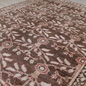 7'5x9'3 ft Geometric Afghan Rug, Hand-Knotted Wool Rug, Dark Chocolate Brown Rug, Tribal Rug, Area Rug, Living Room Rug, Oriental Rug image 4