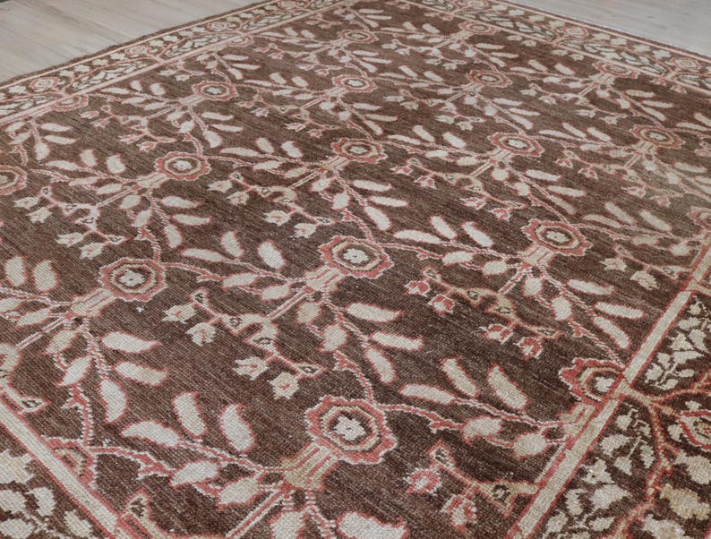 7'5x9'3 ft Geometric Afghan Rug, Hand-Knotted Wool Rug, Dark Chocolate Brown Rug, Tribal Rug, Area Rug, Living Room Rug, Oriental Rug image 4