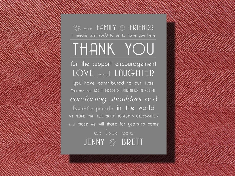 Special Thank You for Guests on Your Wedding Day or any Special Event Wedding Thank You Note Wedding Day Thank You Note to Guests