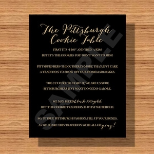 Pittsburgh Wedding Cookie Table Sign, Pittsburgh Wedding Cookie Table Favor Sign, A Pittsburgh Wedding Tradition