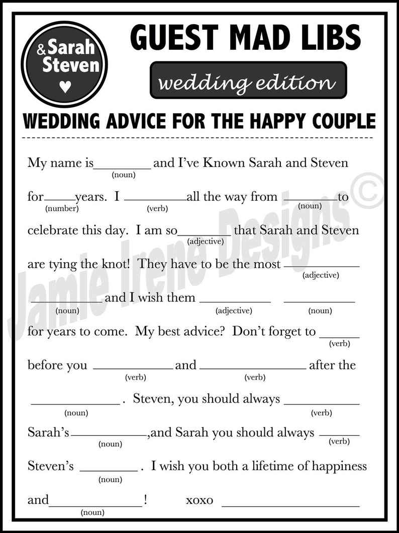 Printable Wedding Mad Libs A Fun Guest Book Alternative image 2
