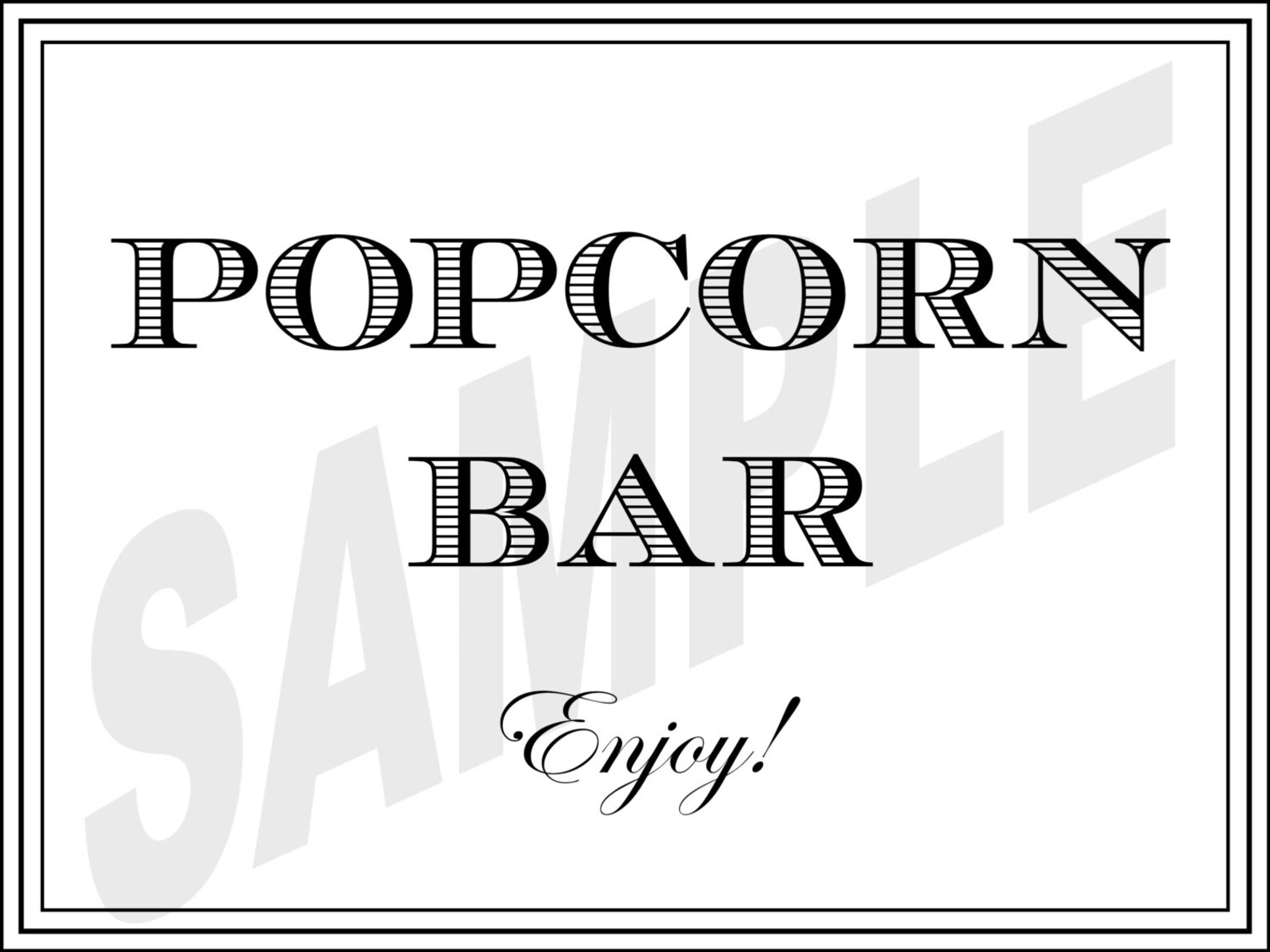 Printable Wedding Popcorn Bar Sign Popcorn Bar Sign Popcorn Etsy