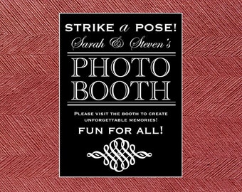 Printable Modern Wedding Reception Photo Booth Sign or Poster