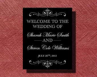 Wedding Reception Welcome Sign, Wedding Welcome Signage, Welcome to Our Wedding Sign, Welcome Sign with Names and Date, Wedding Welcome Sign