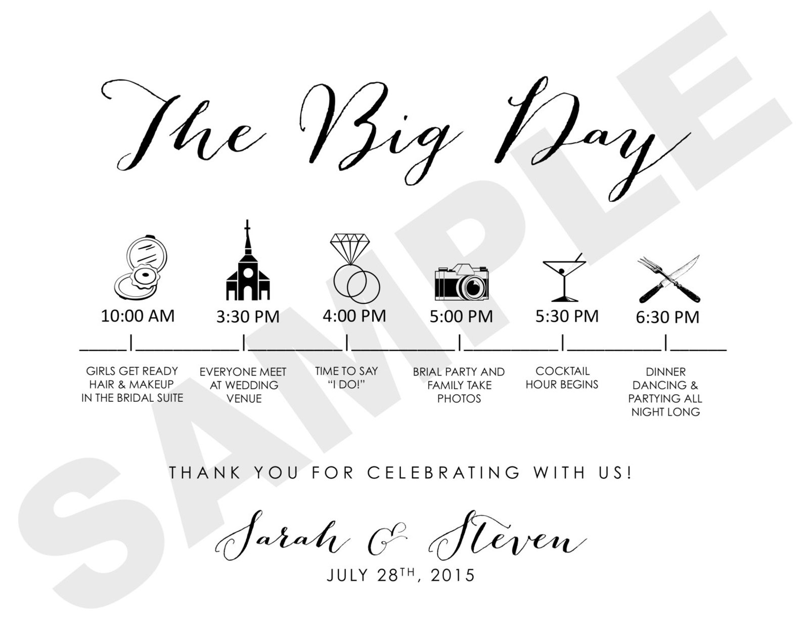 Printable Wedding Day Itinerary Card Wedding Day Timeline Etsy Australia