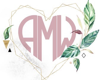 Custom Designed Digital Wedding Monogram Design HeartLogo, Wedding Gobo, Heart Shaped Wedding Monogram Printable, Logo Design for your Event