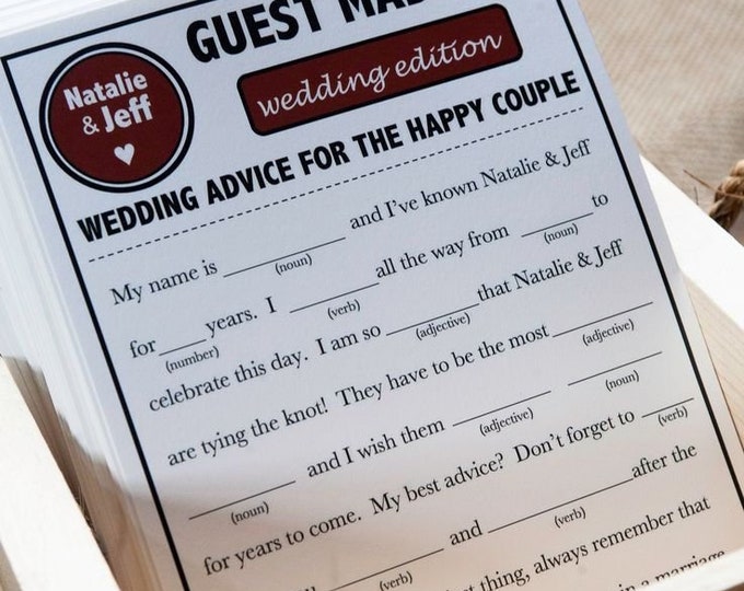 Printable Wedding Mad Libs A Fun Guest Book Alternative - Etsy