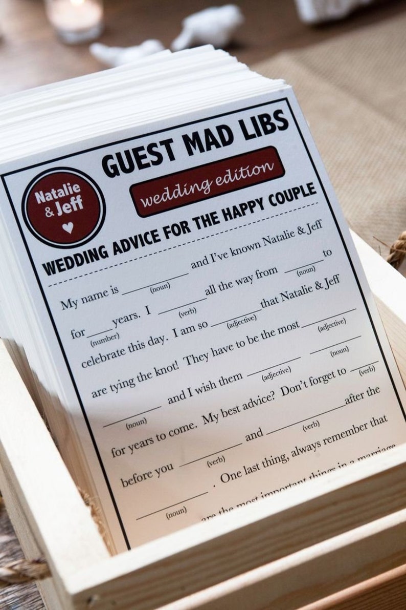 Printable Wedding Mad Libs A Fun Guest Book Alternative image 1