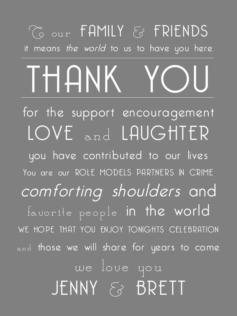 Special Thank You for Guests on Your Wedding Day or any Special Event Wedding Thank You Note Wedding Day Thank You Note to Guests