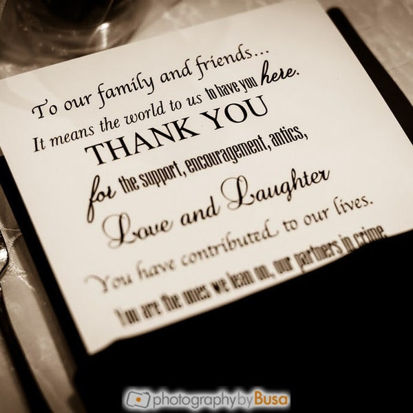 table place setting cards template Wedding Day Thank You Card, Printable Wedding Day Thank You Note to Guests, Wedding Thank You Note for your Rehearsal Dinner or Any Event