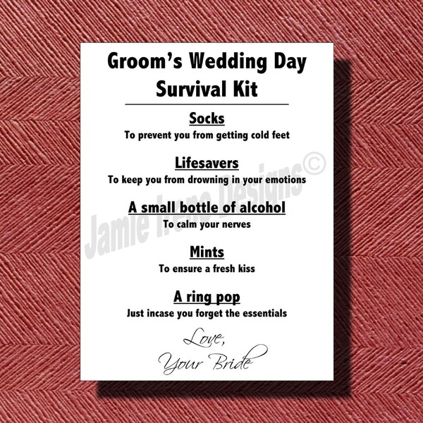 Grooms Survival Kit - Etsy